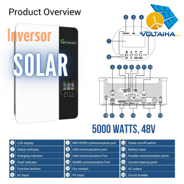 El Inversor Solar Growatt SPF-5000ES-48V 